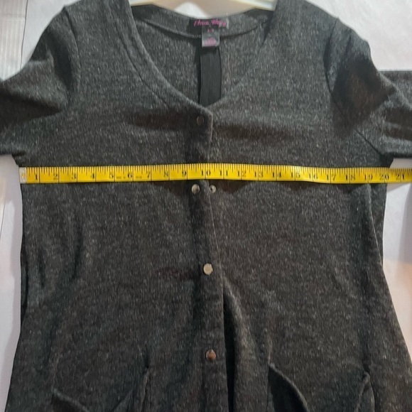 Elena Wang cardigan sweater long line Lagen look duster triangle hemline artsy M - Picture 12 of 14